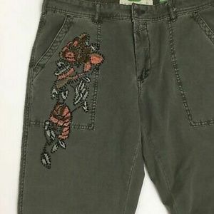 Anthropologie Embroidered Utility pants